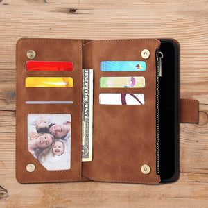 Multi-card Zipper Pocket Leather Case for iPhone