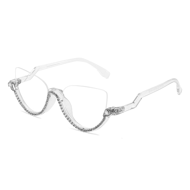 Cat-eye White-Diamond Eyeglasses for Women