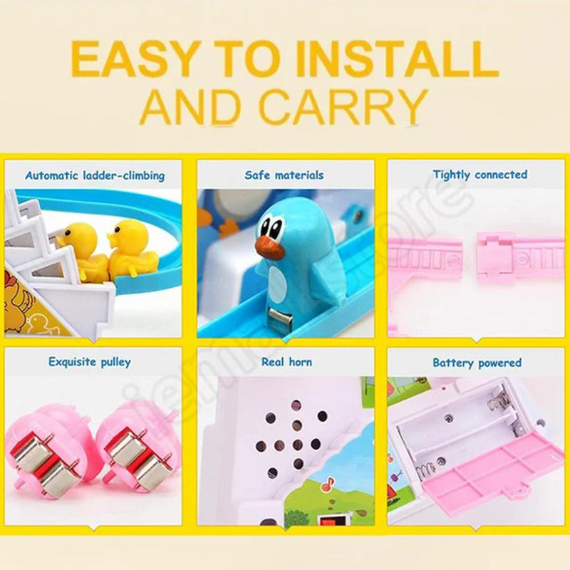 Funny Automatic Stair-Climbing Ducklings Cartoon Race Track Set