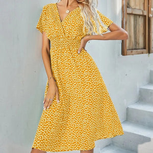 Elegant Solid Polka Dot Print Dress