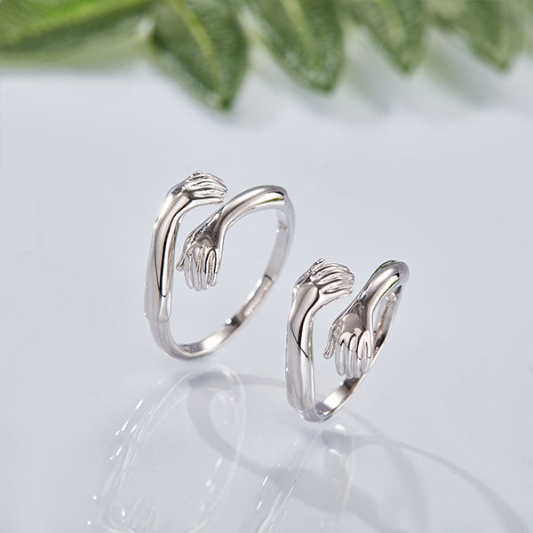 Silver Hug Couple Ring