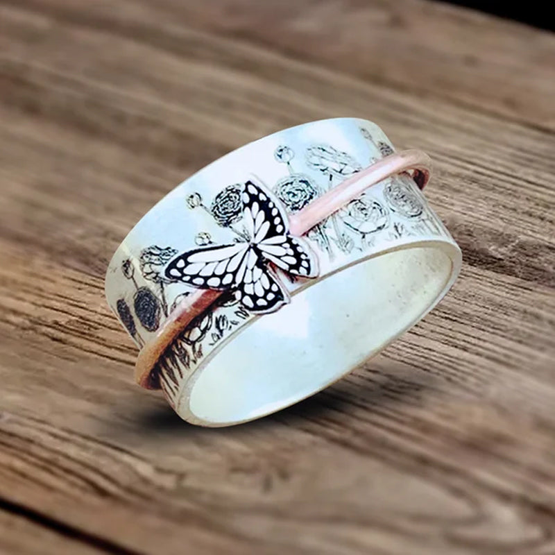 Butterflies Silver Spinner Ring