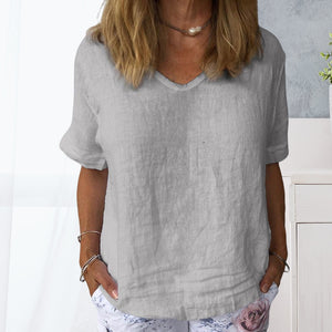Women's Pure Color Casual Cotton Shirt