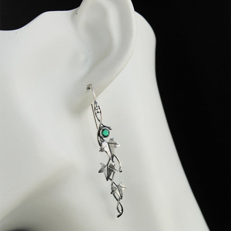 Vintage Leaf Gemstone Earrings