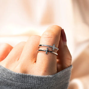 To My Daughter "Pray Through It" Twin Band Cross Ring