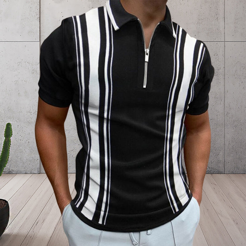 Men's Colorblock Zip Polo Shirt