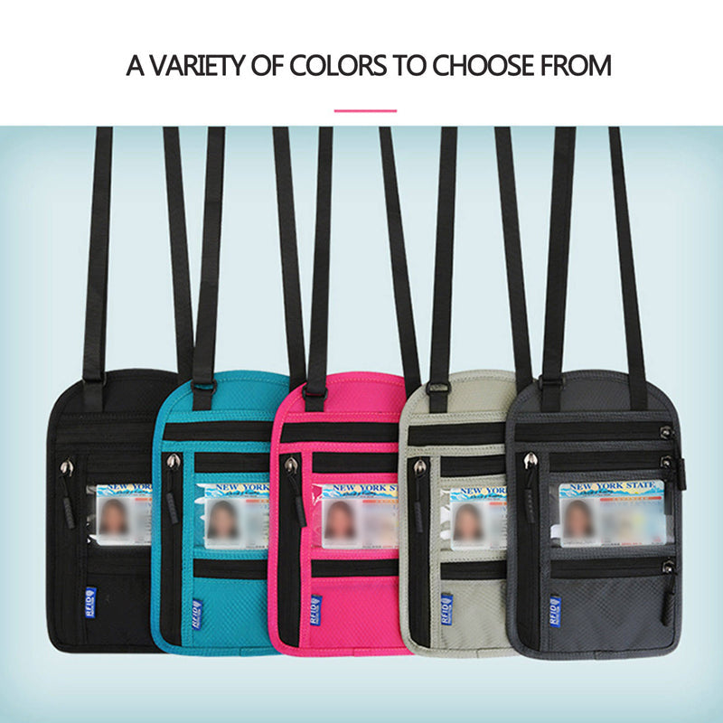 Travel Neck Pouch Neck Wallet with RFID Blocking Passport Holder