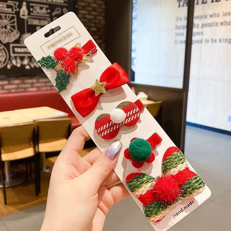 5 Pieces Christmas Hair Clips Set