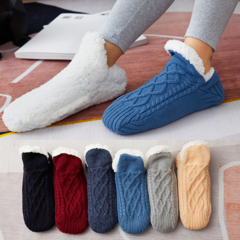 New Woven And Velvet Indoor Socks Slippers