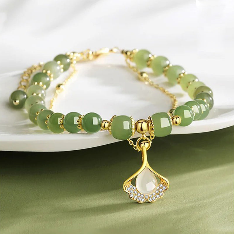 Gold Plated Natural Jade Bracelet