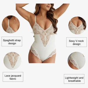 Sexy Lace Deep-V Neck Bodysuit