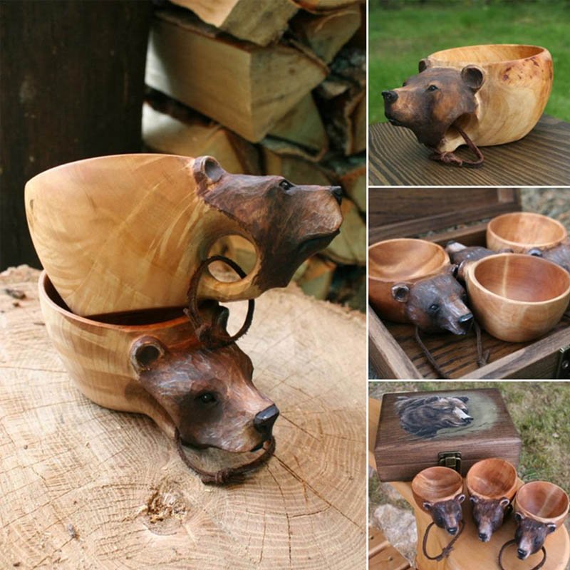 Cute Animal Handmade Wooden Mug