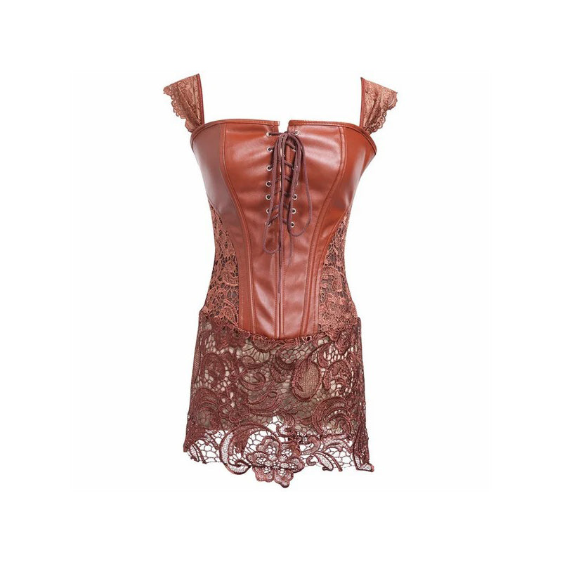 Sexy Gothic Court Black Leather Lace Corset