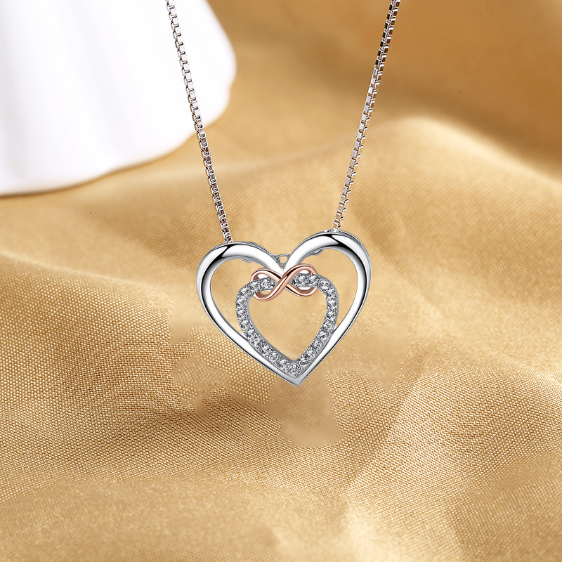 Stylish Double Heart Necklace ( Card Included)