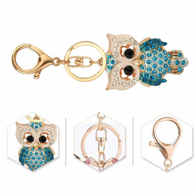 Diamond Owl Metal Keychain Pendant