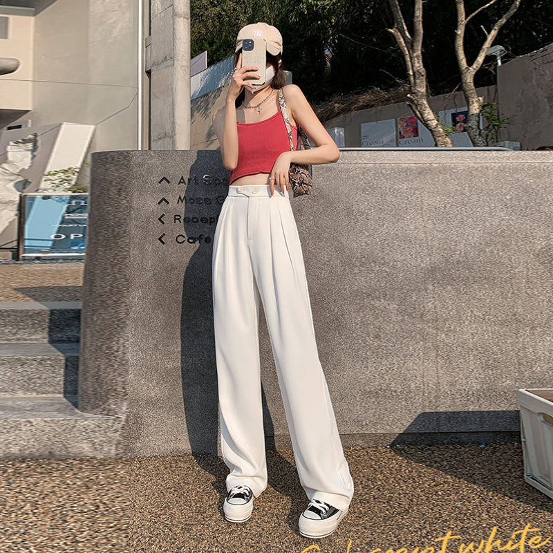 Solid Color Casual Wide Leg Pants