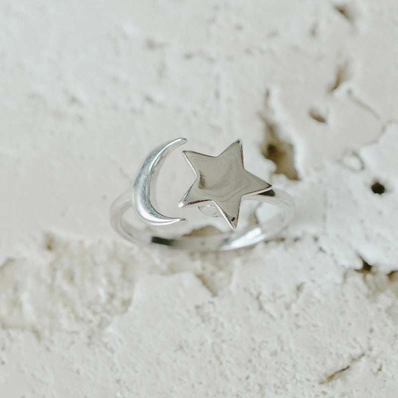 Adjustable Moon & Stars Anxiety Ring