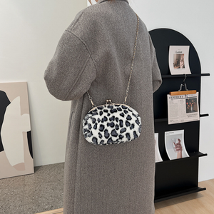 Leopard Print Plush Crossbody Bag