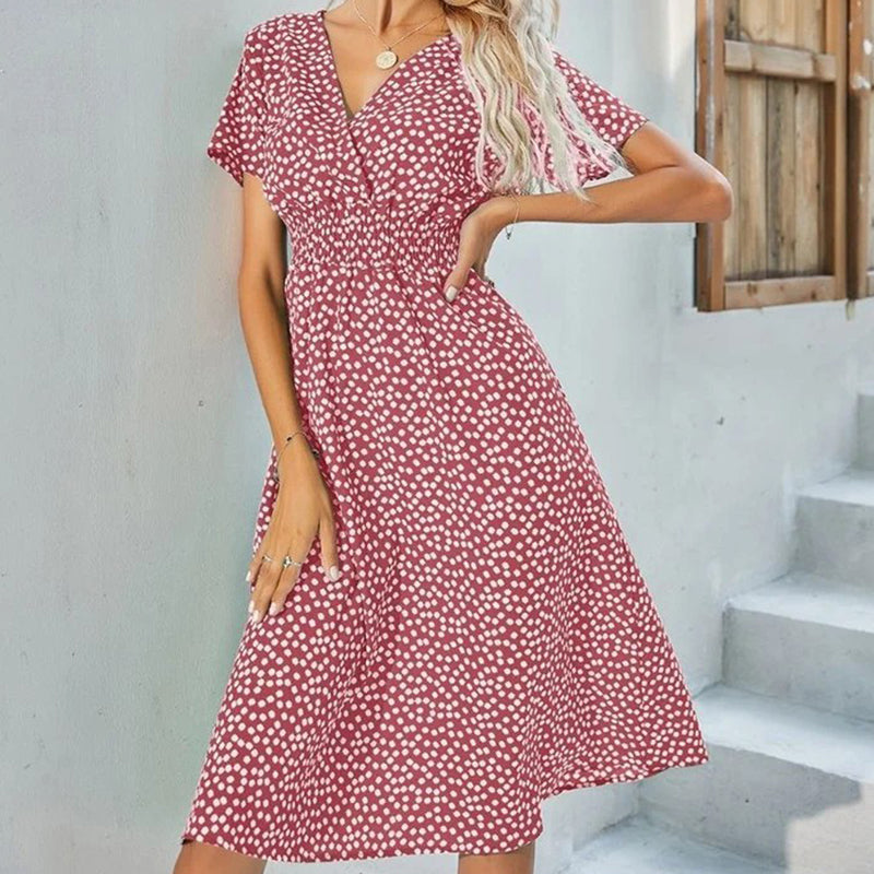 Elegant Solid Polka Dot Print Dress