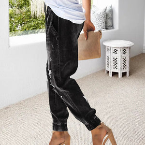 Comfortable Ripped Drawstring Jeans