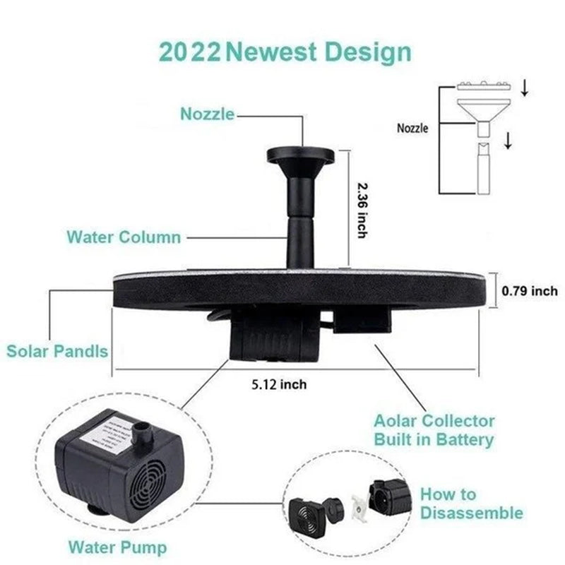 Solar Powered Bird Fountain With Lights