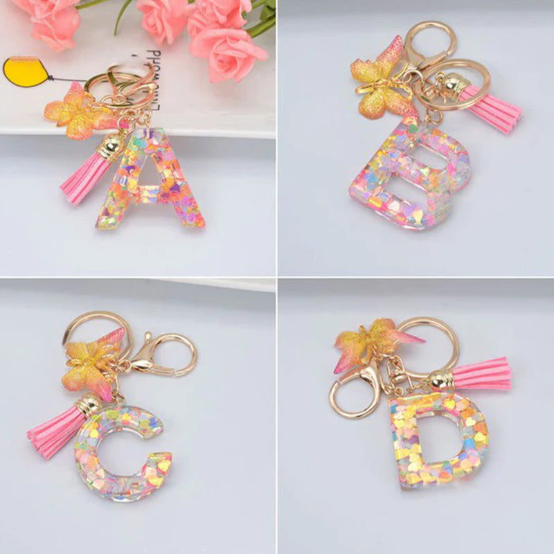 Heart Sequins English Alphabet Keychain