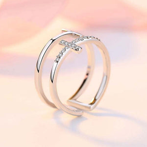 To My Daughter "Pray Through It" Twin Band Cross Ring