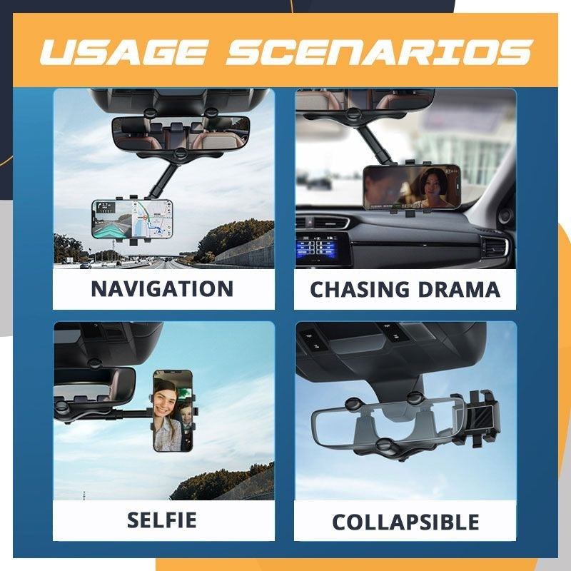 360° Rotating Car Rearview Mirror Phone Holder