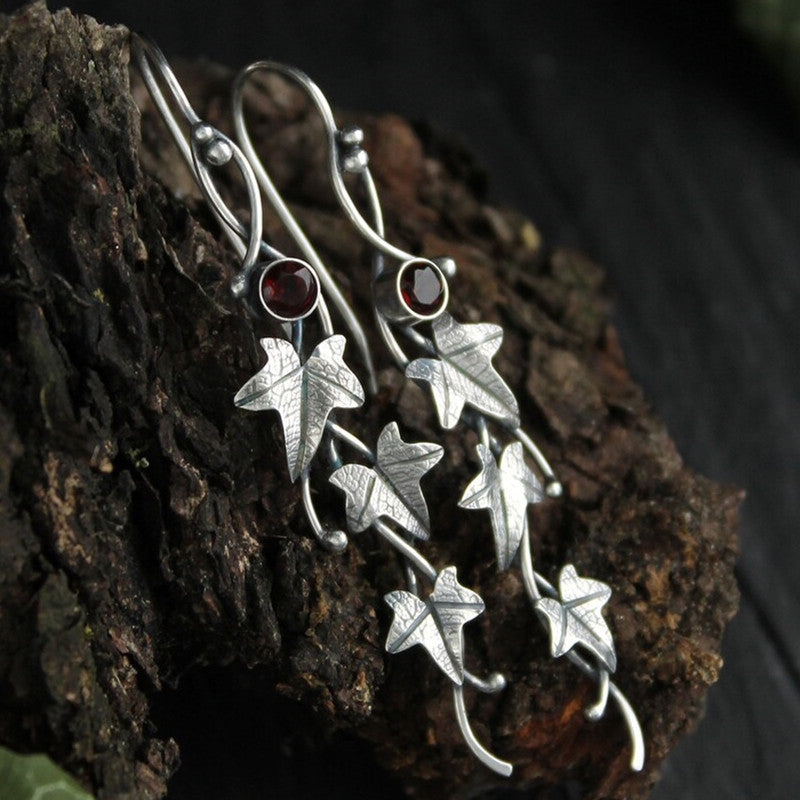Vintage Leaf Gemstone Earrings