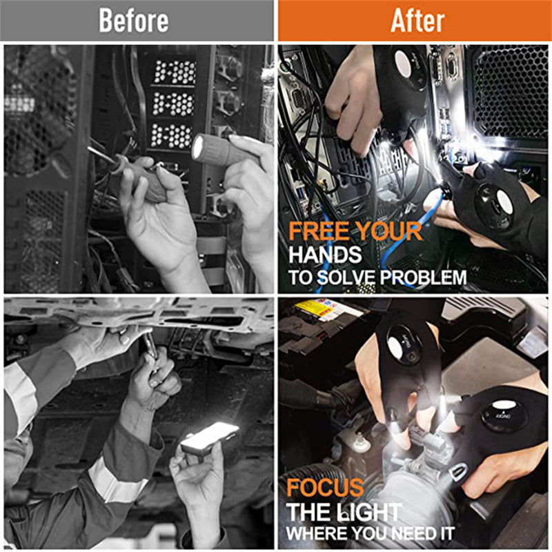LED Gloves With Waterproof Lights