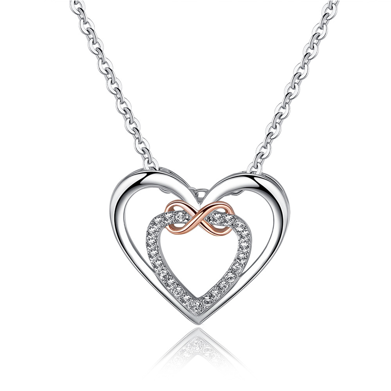 Stylish Double Heart Necklace ( Card Included)