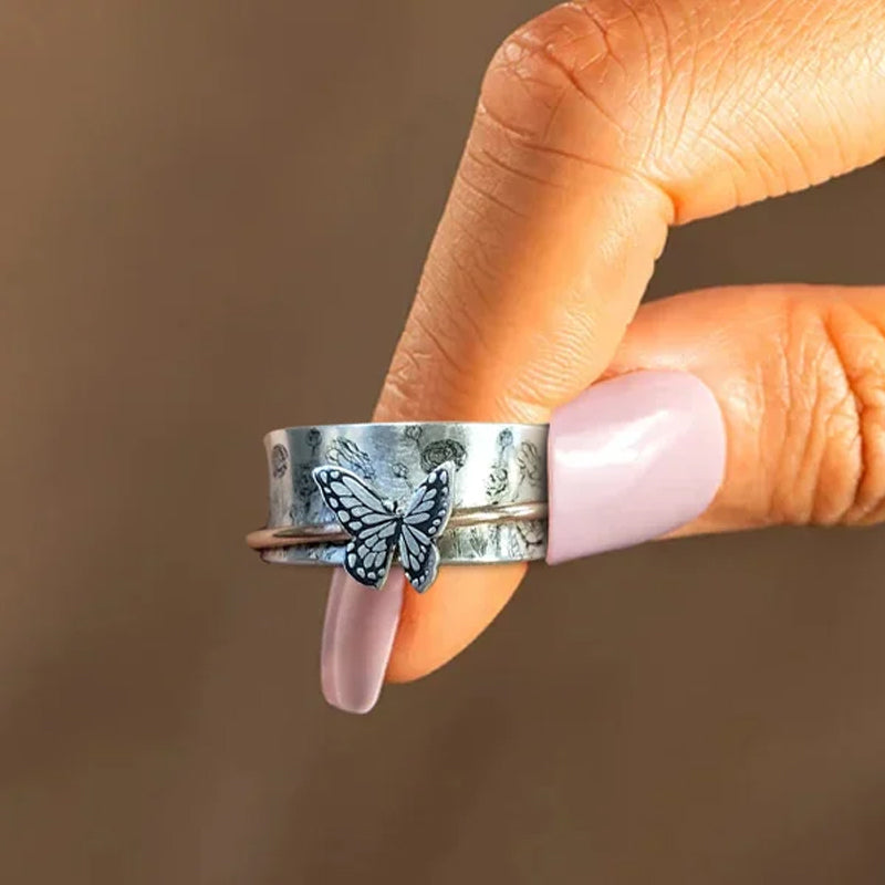 Butterflies Silver Spinner Ring