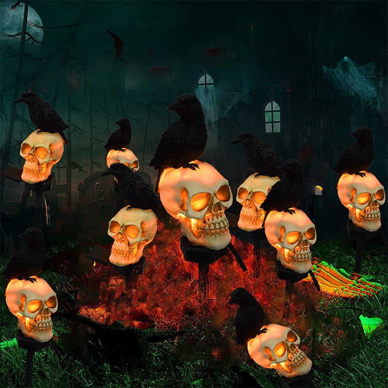 Halloween Solar Skull Crow Decorative Lights