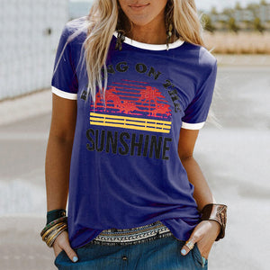 Coconut Tree Print Crew Neck T-Shirt