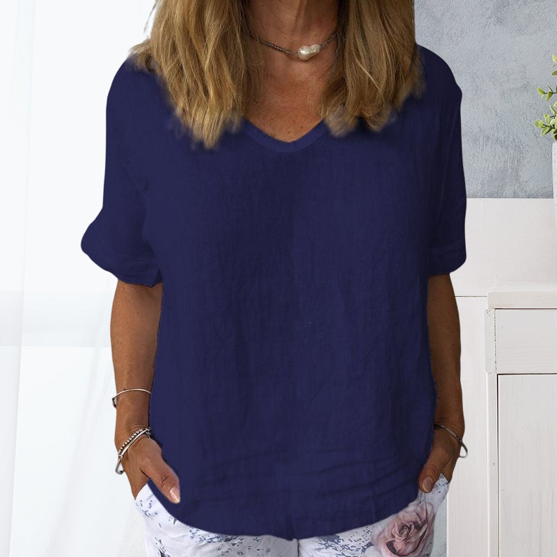Women's Pure Color Casual Cotton Shirt