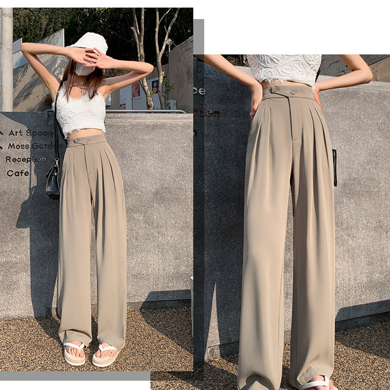 Solid Color Casual Wide Leg Pants