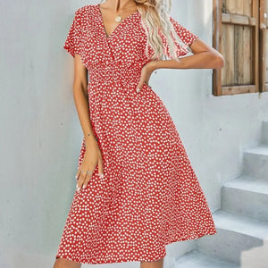 Elegant Solid Polka Dot Print Dress