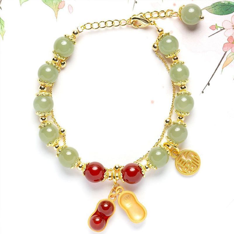 Double Chain Natural Jade Bracelet
