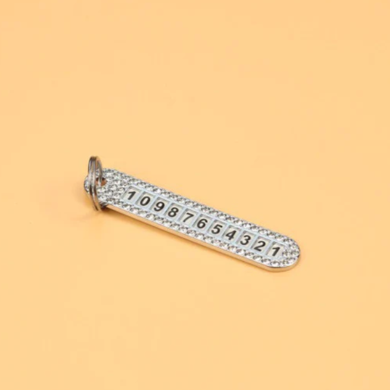 Diamond Car Number Plate Key Pendant
