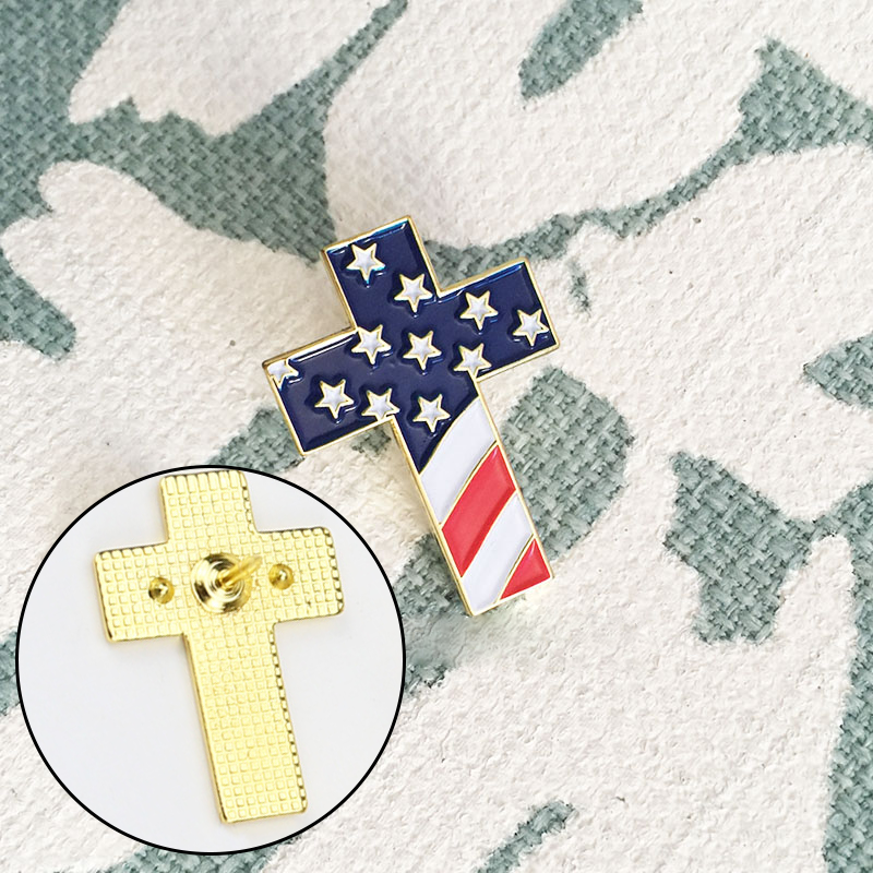 Adorable American Cross Pin