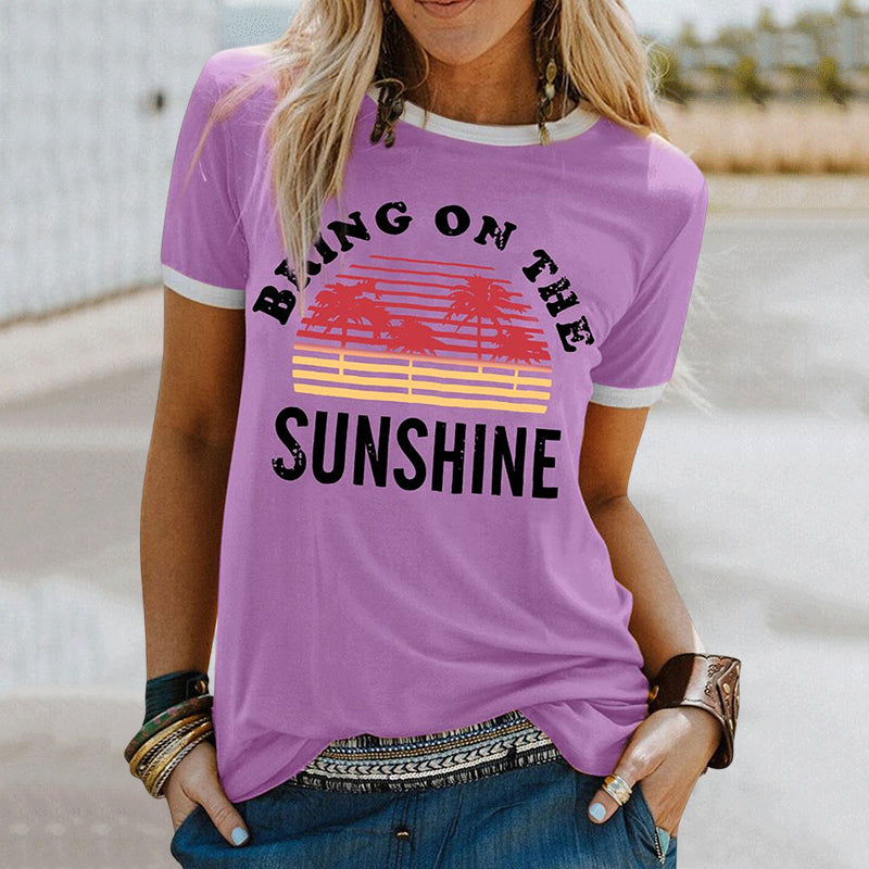 Coconut Tree Print Crew Neck T-Shirt