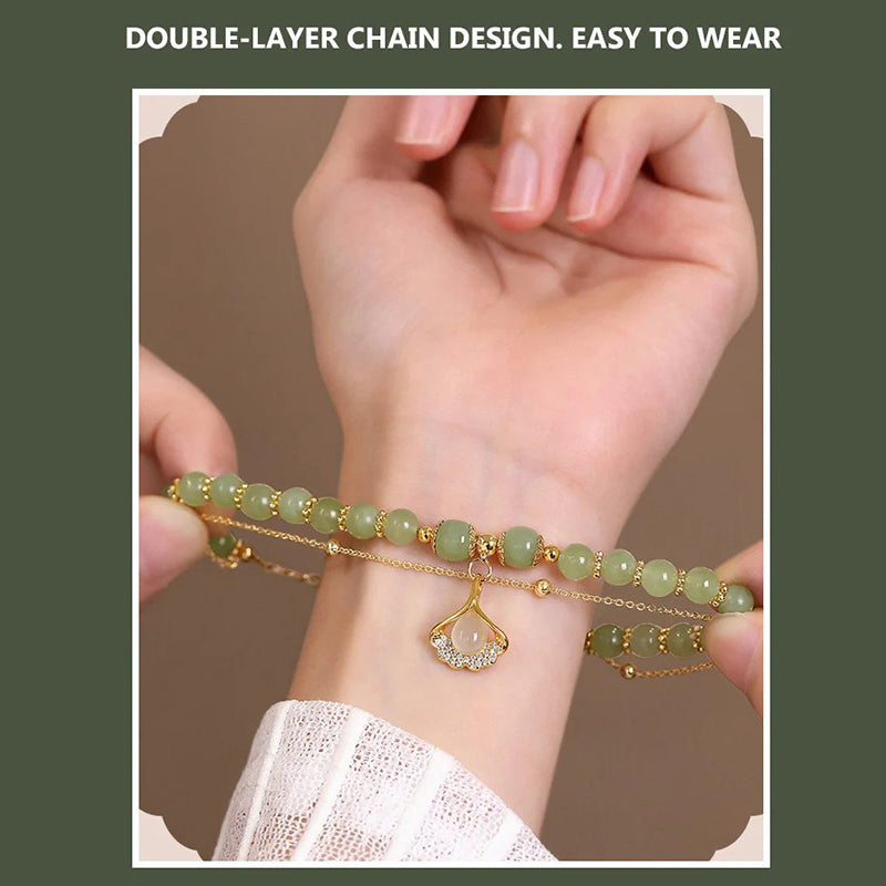 Gold Plated Natural Jade Bracelet