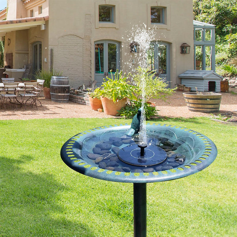 Solar Powered Bird Fountain With Lights