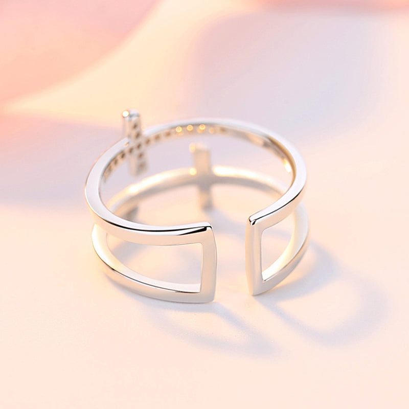 To My Daughter "Pray Through It" Twin Band Cross Ring