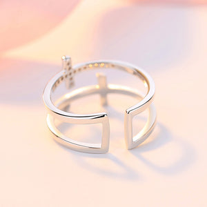 To My Daughter "Pray Through It" Twin Band Cross Ring