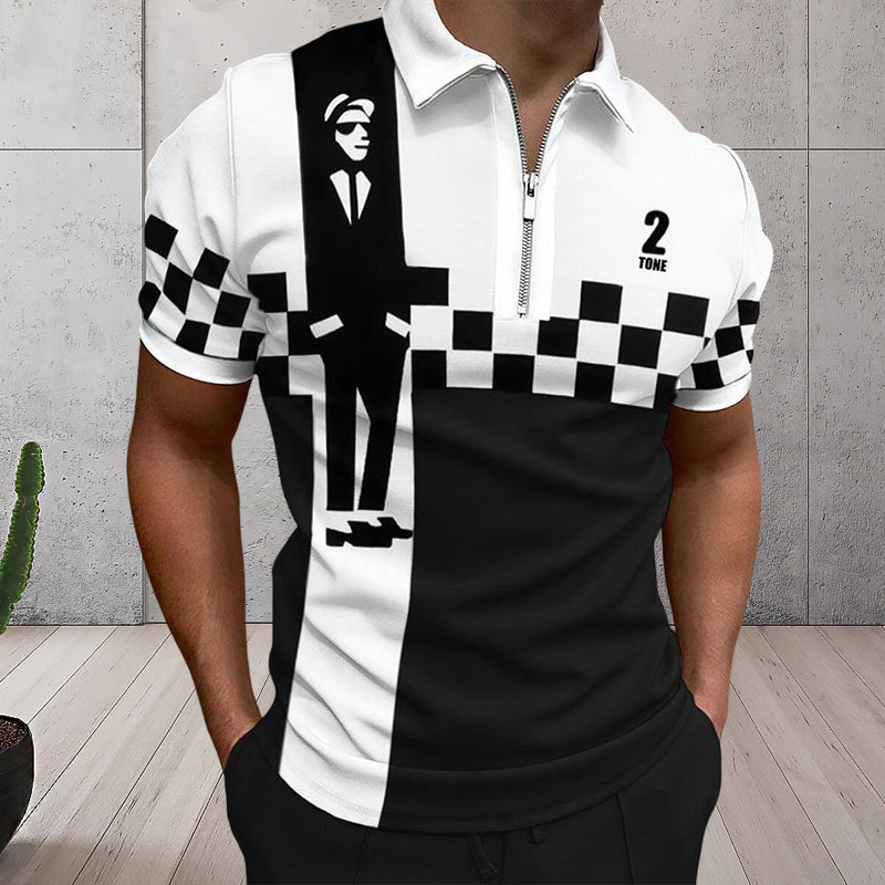Men's Colorblock Zip Polo Shirt