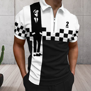 Men's Colorblock Zip Polo Shirt