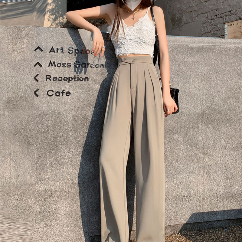 Solid Color Casual Wide Leg Pants