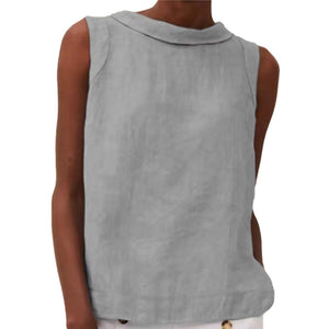 Solid Color Cotton And Linen T-Shirt