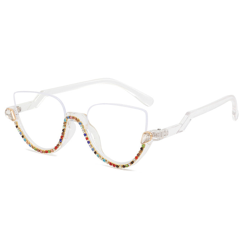 Cat-eye White-Diamond Eyeglasses for Women